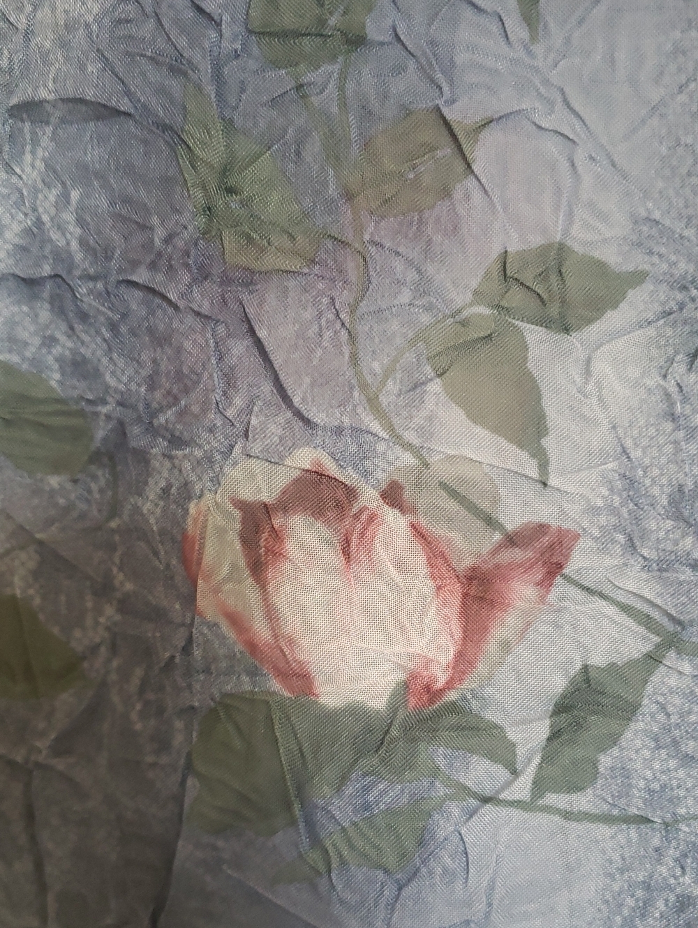 Blue Watercolor Floral Crinkle Chiffon Scarf Sheer Romantic Wrap 58x13 - Picture 7 of 10
